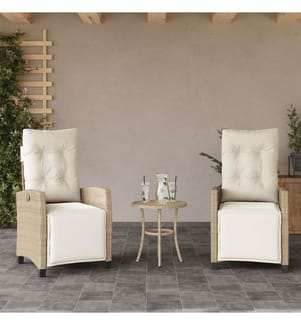 Chaises inclinables de jardin lot de 2 avec repose-pied rotin