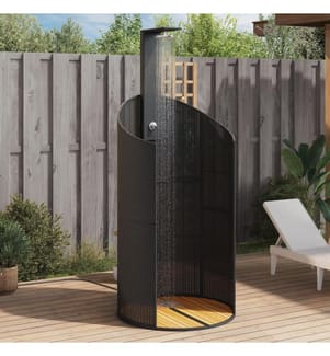 Gartendusche Schwarz 100x100x241,5 cm Poly Rattan Akazienholz
