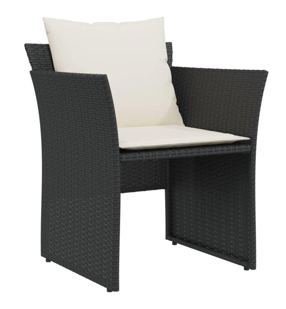 Gartenstuhl mit Fusshocker Schwarz Poly Rattan