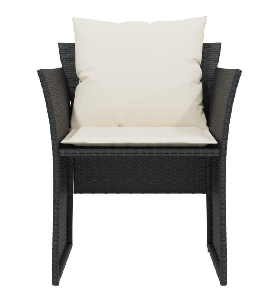 Gartenstuhl mit Fusshocker Schwarz Poly Rattan