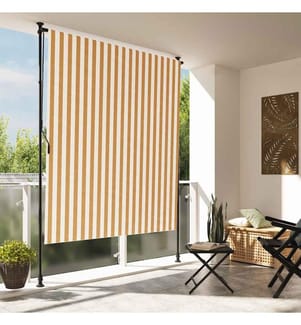Store roulant d'extérieur orange et blanc 150x270cm tissu acier