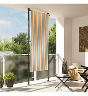 Store roulant d'extérieur jaune et blanc 120x270 cm tissu acier