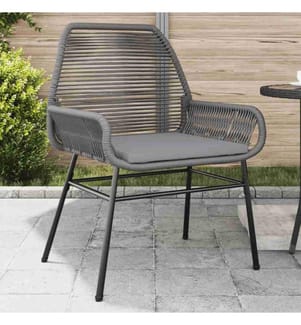 Chaises de jardin lot de 2 avec coussins gris résine tressée