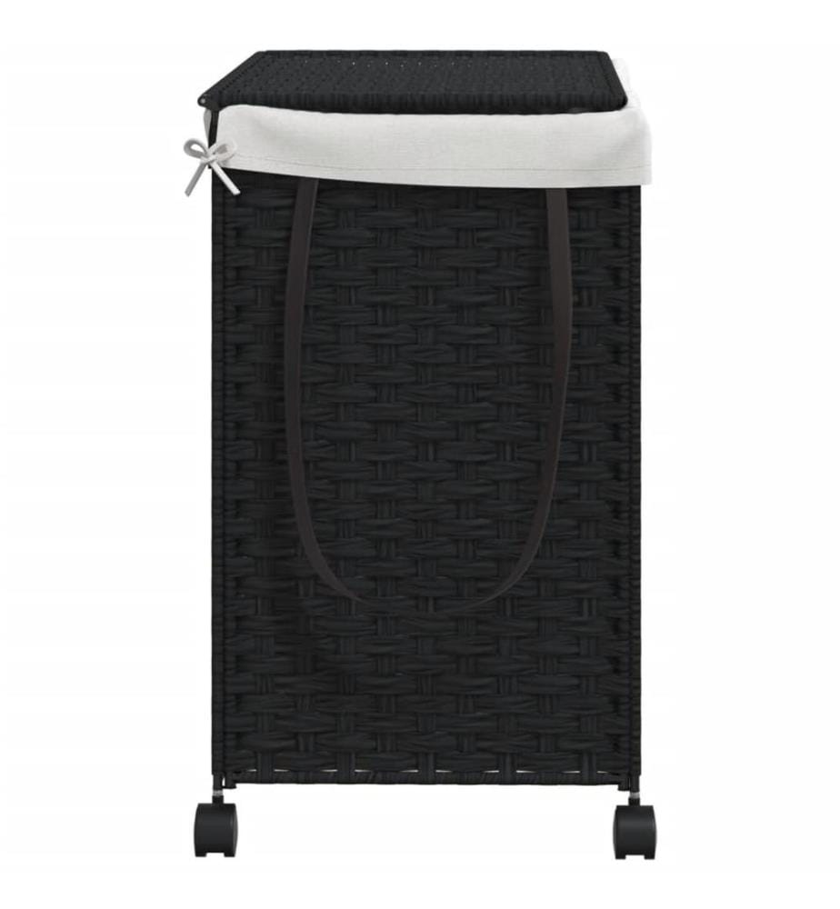 Wäschekorb mit Rollen Schwarz 60x35x60,5 cm Rattan