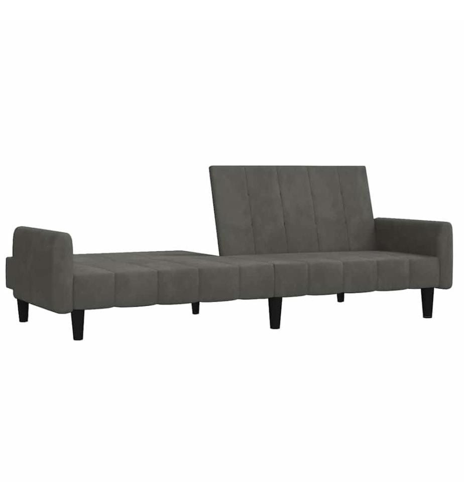 Schlafsofa 2-Sitzer Dunkelgrau Samt