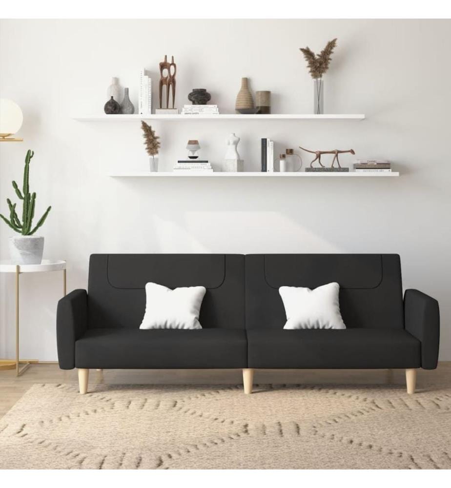 Schlafsofa 2-Sitzer Schwarz Stoff