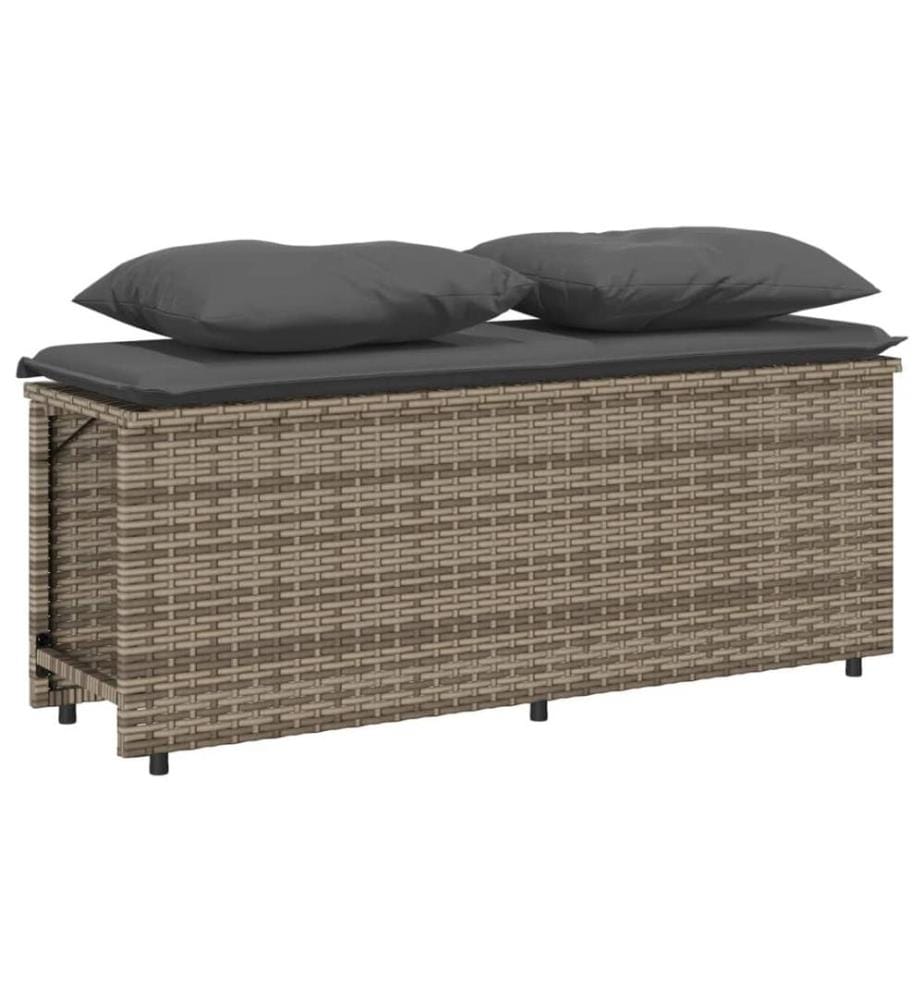 3-tlg. Garten-Essgruppe mit Kissen Grau Poly Rattan