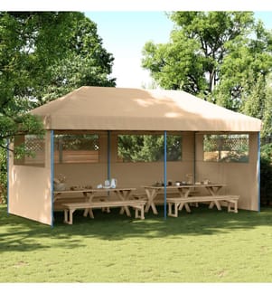 Tente de réception pliable escamotable avec 3 parois latérales