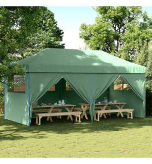Tente de réception pliable escamotable 4 parois latérales vert