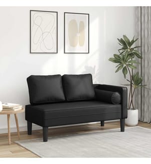 Chaiselongue mit Kissen Schwarz Kunstleder