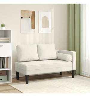 Chaiselongue mit Kissen Creme Samt