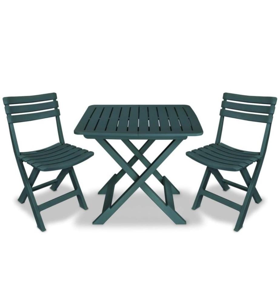 Ensemble de bistro pliable 3 pcs Plastique Vert