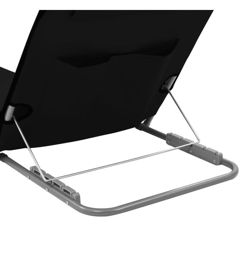 Tapis de plage pliables 2 pcs Acier et tissu Noir