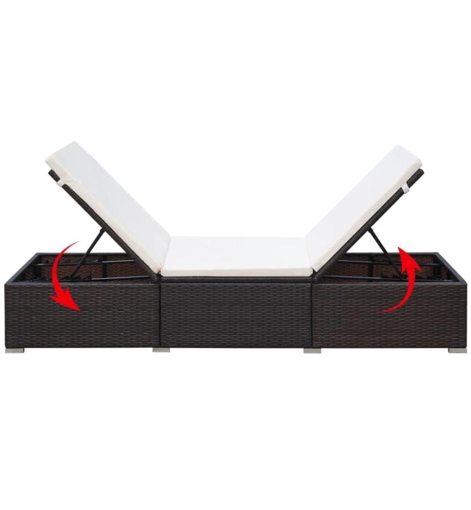 Chaise longue avec coussin Résine tressée Marron