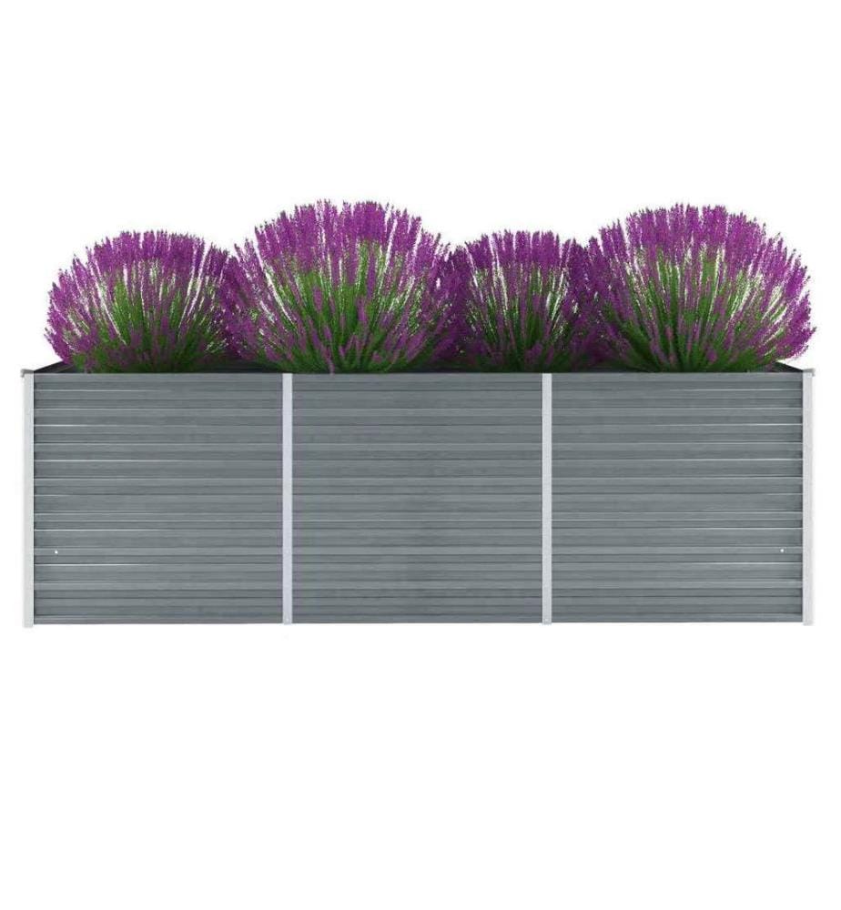 Garten-Hochbeet Verzinkter Stahl 240x80x77 cm Grau