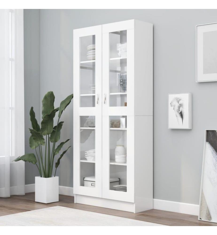 Vitrinenschrank Weiss 82,5x30,5x185,5 cm Holzwerkstoff