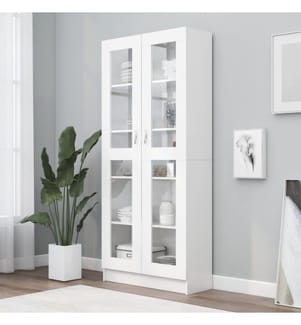 Vitrinenschrank Weiss 82,5x30,5x185,5 cm Holzwerkstoff