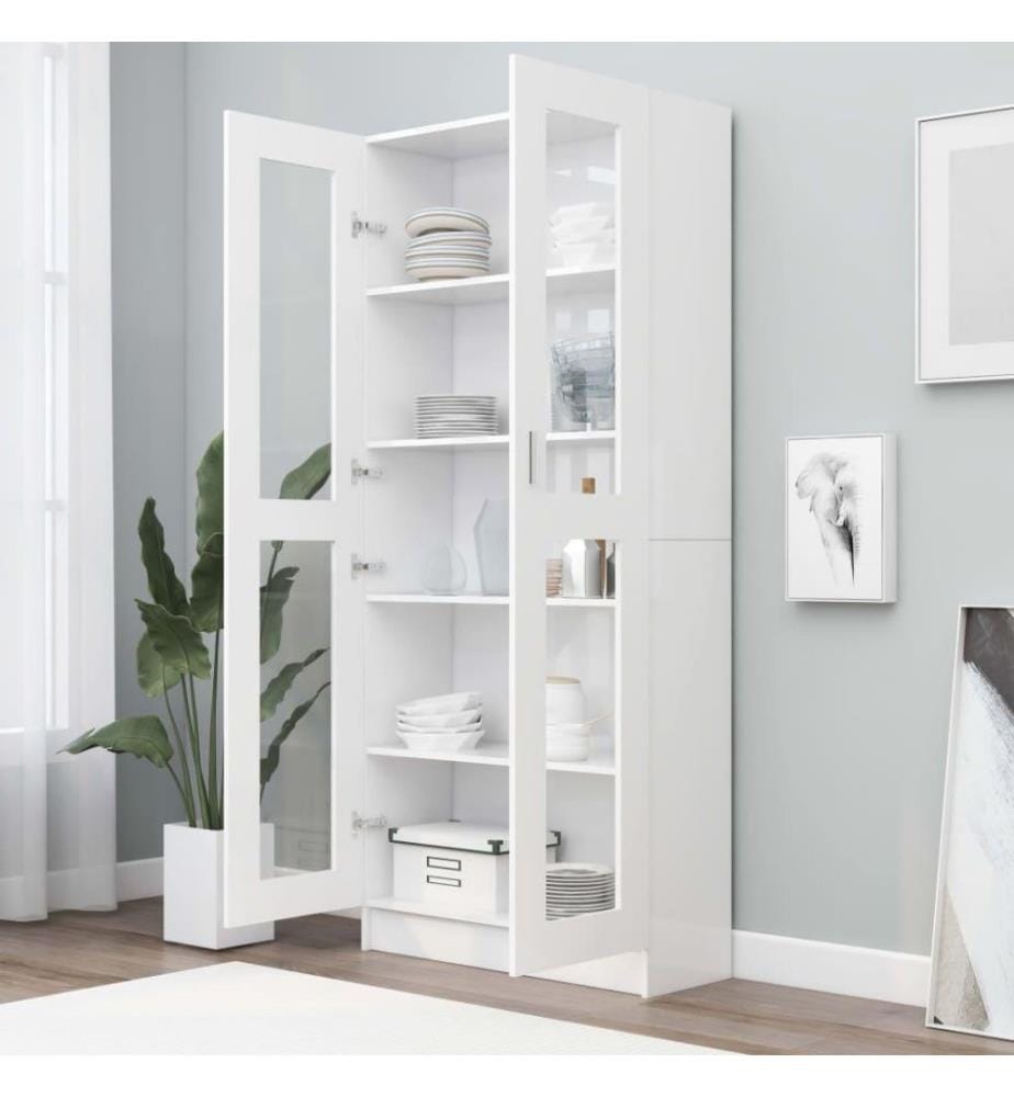 Vitrinenschrank Weiss 82,5x30,5x185,5 cm Holzwerkstoff