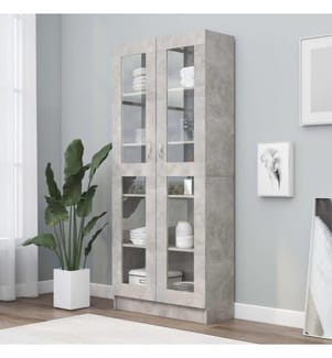Vitrinenschrank Betongrau 82,5x30,5x185,5 cm Holzwerkstoff