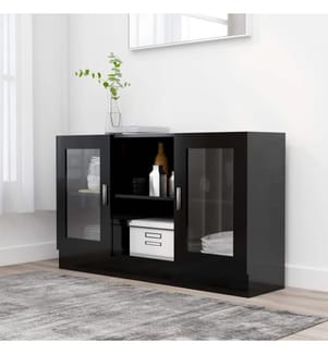 Vitrinenschrank Schwarz 120x30,5x70 cm Holzwerkstoff