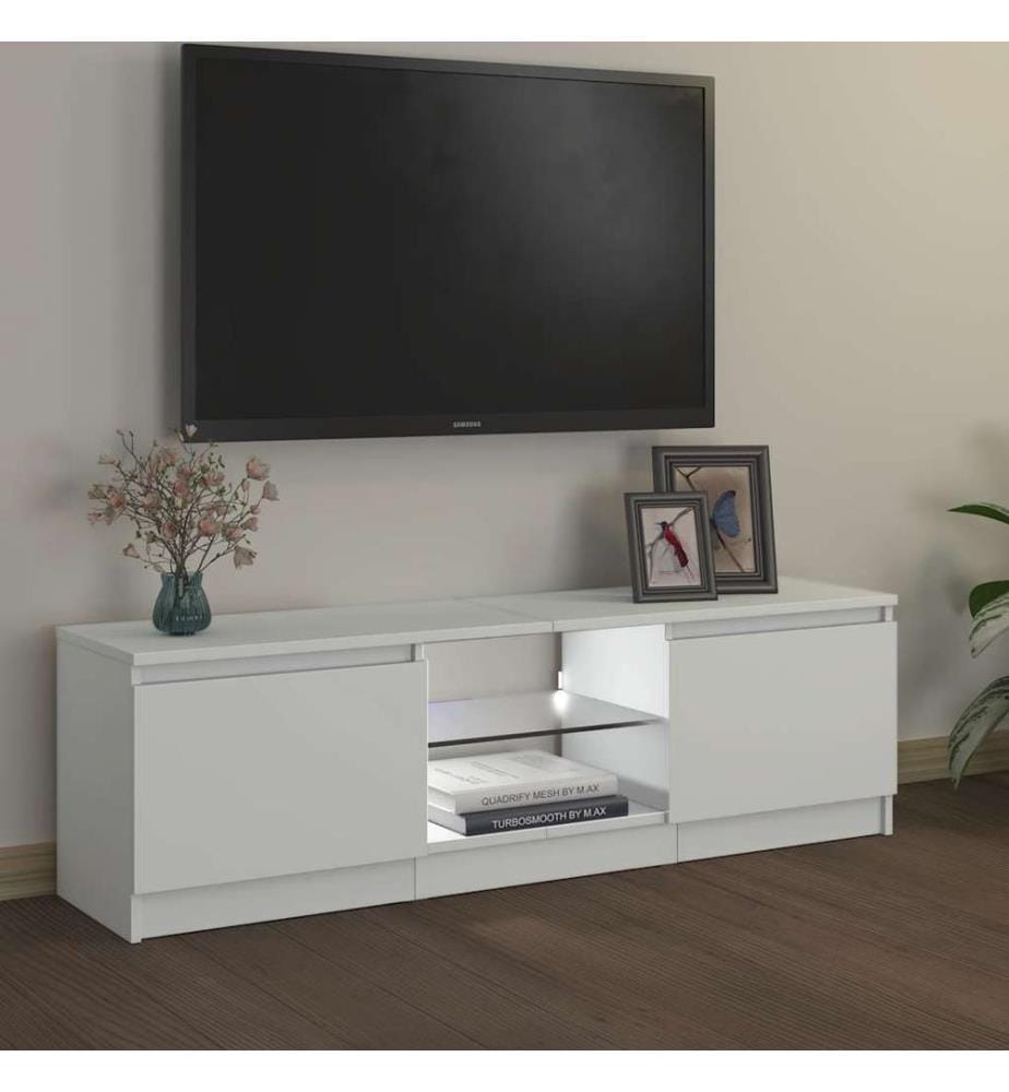 Meuble TV avec lumières LED Blanc 120x30x36 cm