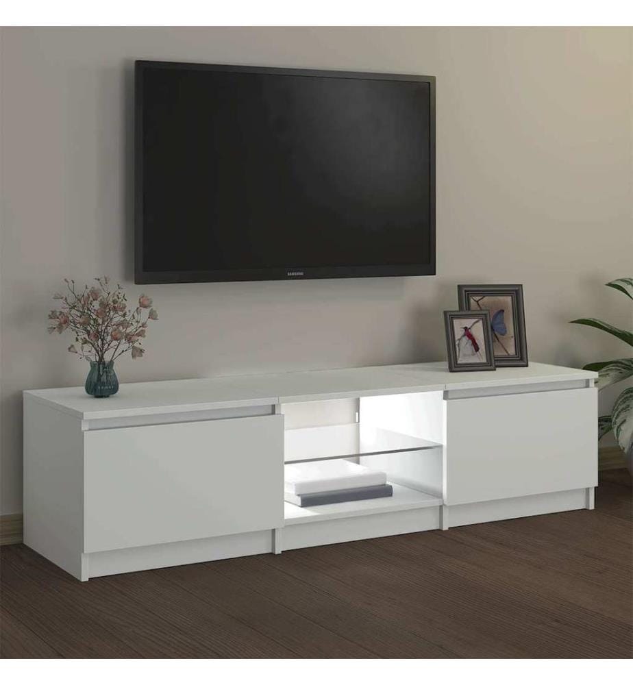 Meuble TV avec lumières LED blanc 140x40x36 cm