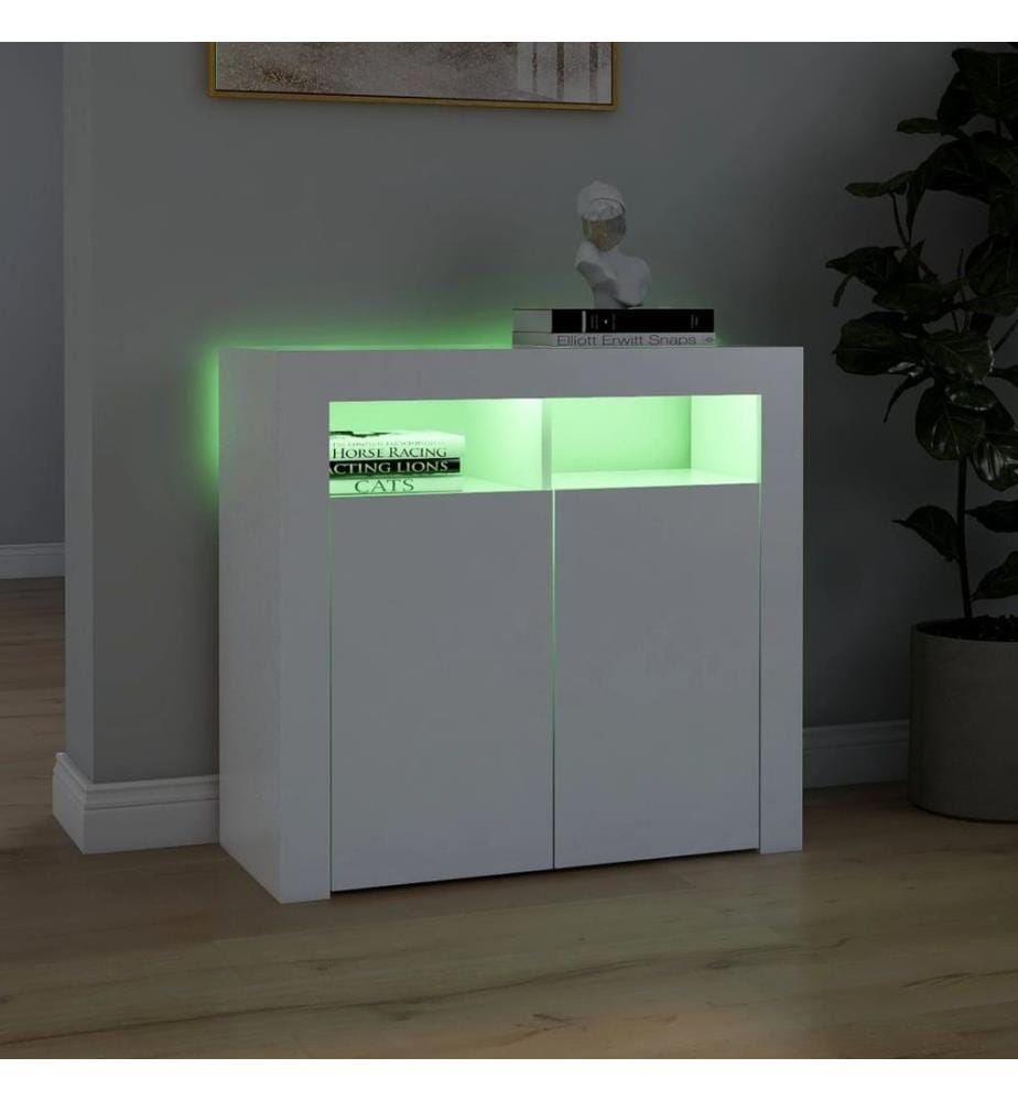 Buffet avec lumières LED Blanc 80x35x75 cm