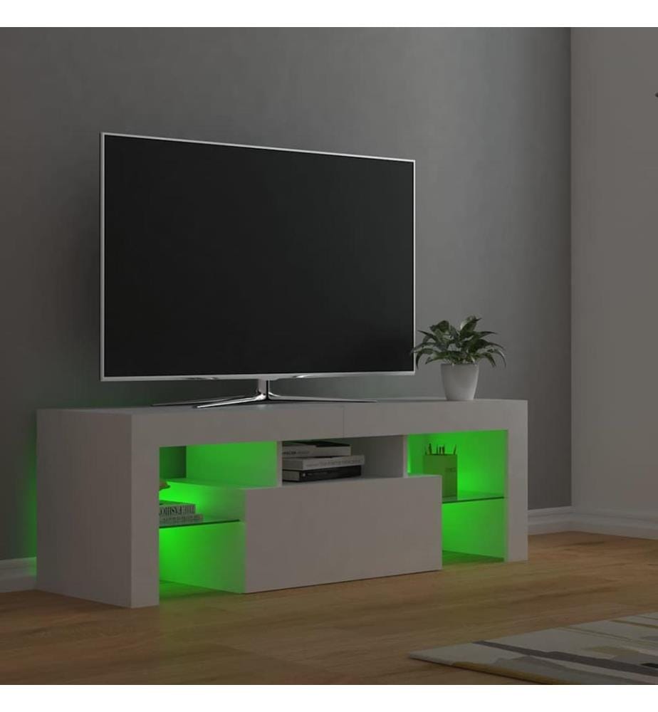 TV-Schrank mit LED-Leuchten Weiss 120x35x40 cm