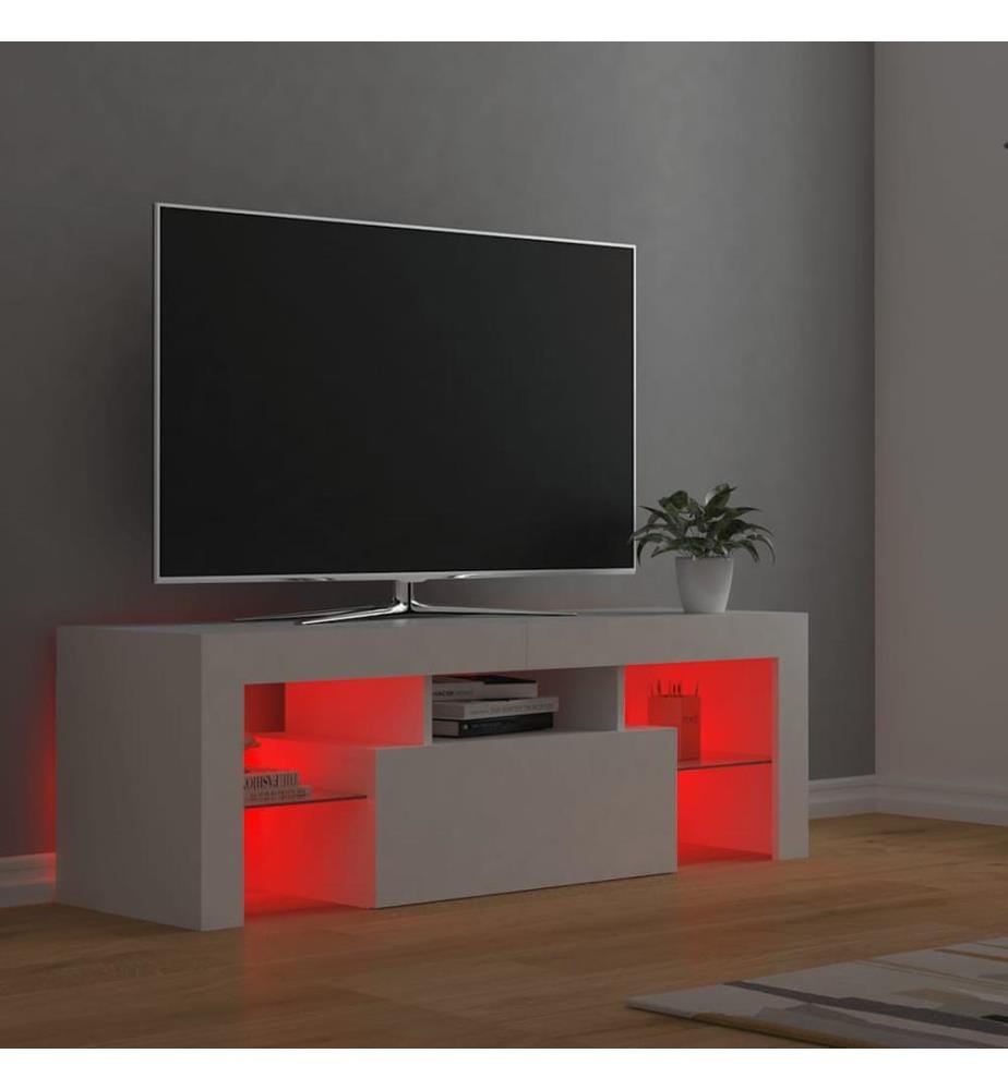 TV-Schrank mit LED-Leuchten Weiss 120x35x40 cm
