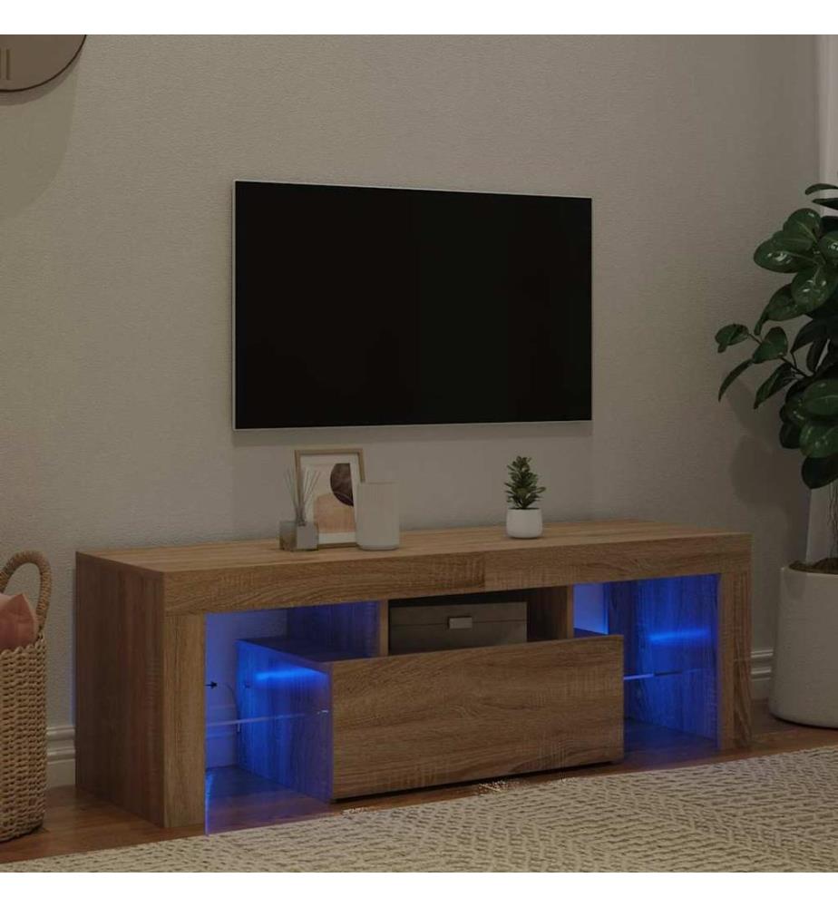 Meuble TV avec lumières LED chêne sonoma 120x35x40 cm