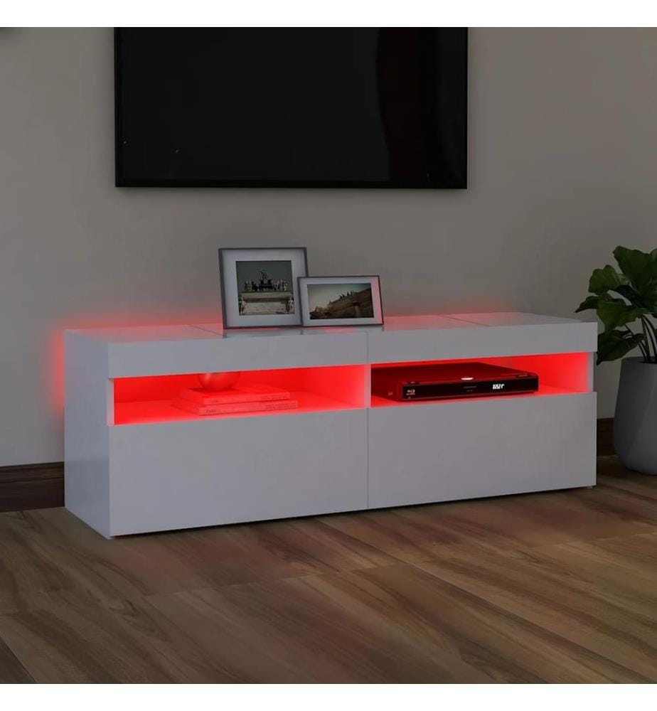 TV-Schrank mit LED-Leuchten Weiss 120x35x40 cm