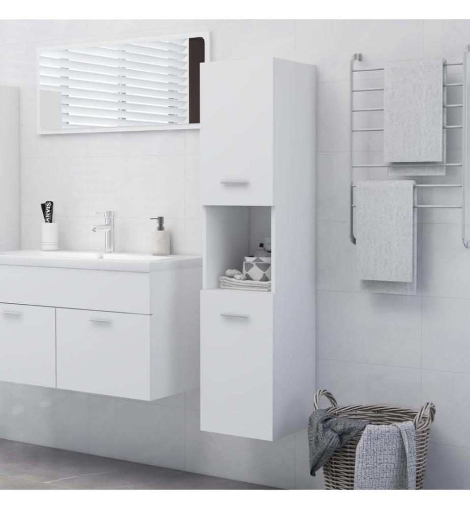 Badezimmerschrank Weiss 30x30x130 cm Holzwerkstoff