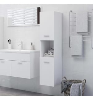 Badezimmerschrank Weiss 30x30x130 cm Holzwerkstoff