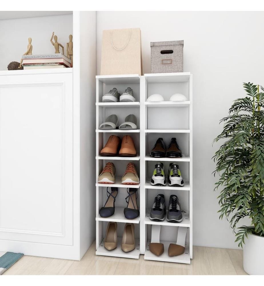 Schuhschränke 2 Stk. Weiss 27,5x27x102 cm Holzwerkstoff