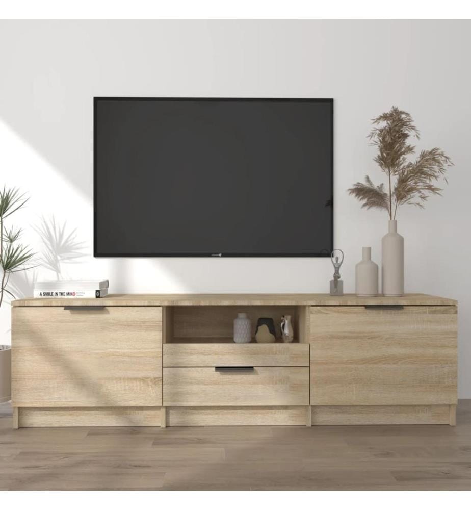 Meuble TV chêne sonoma 140x35x40 cm bois d'ingénierie