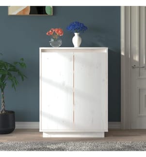 Schuhschrank Weiss 60x35x80 cm Massivholz Kiefer