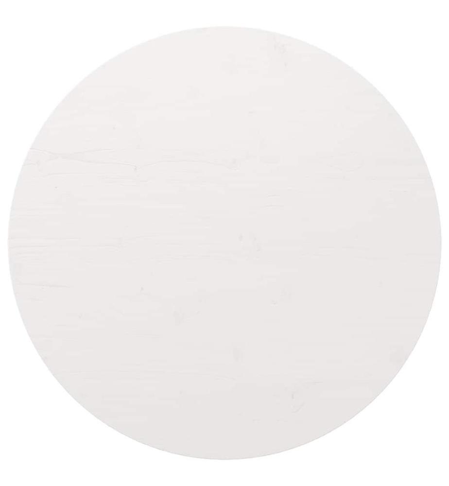 Tischplatte Weiss Ø90x2,5 cm Massivholz Kiefer