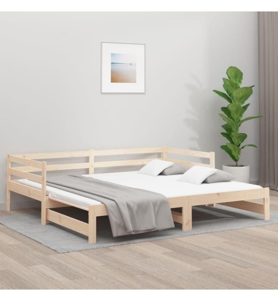 Lit coulissant 2x(80x200) cm Bois de pin massif