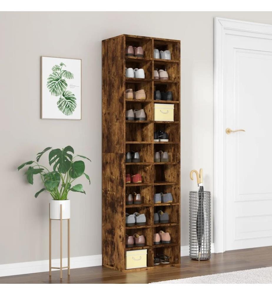 Schuhregal Räuchereiche 54x34x183 cm Holzwerkstoff