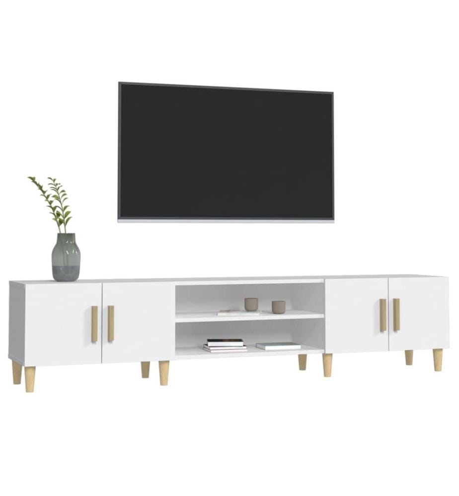 Meuble TV blanc 180x31,5x40 cm bois d'ingénierie