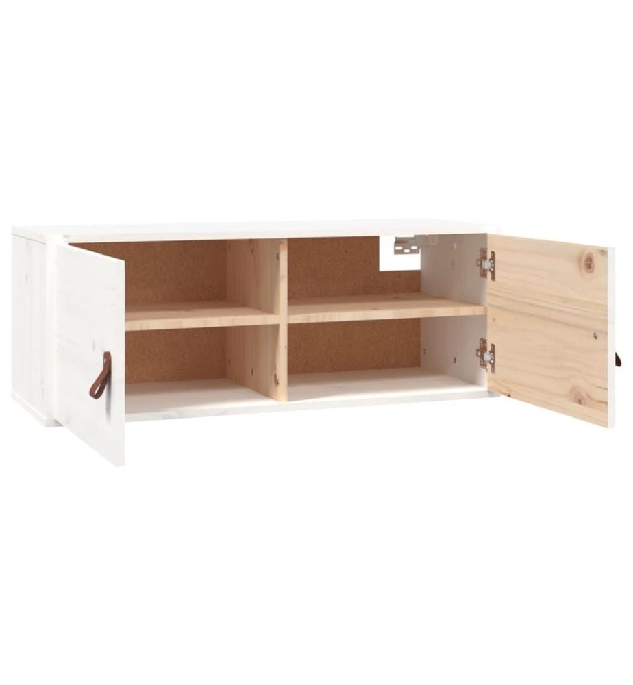 Wandschrank Weiss 80x30x30 cm Massivholz Kiefer