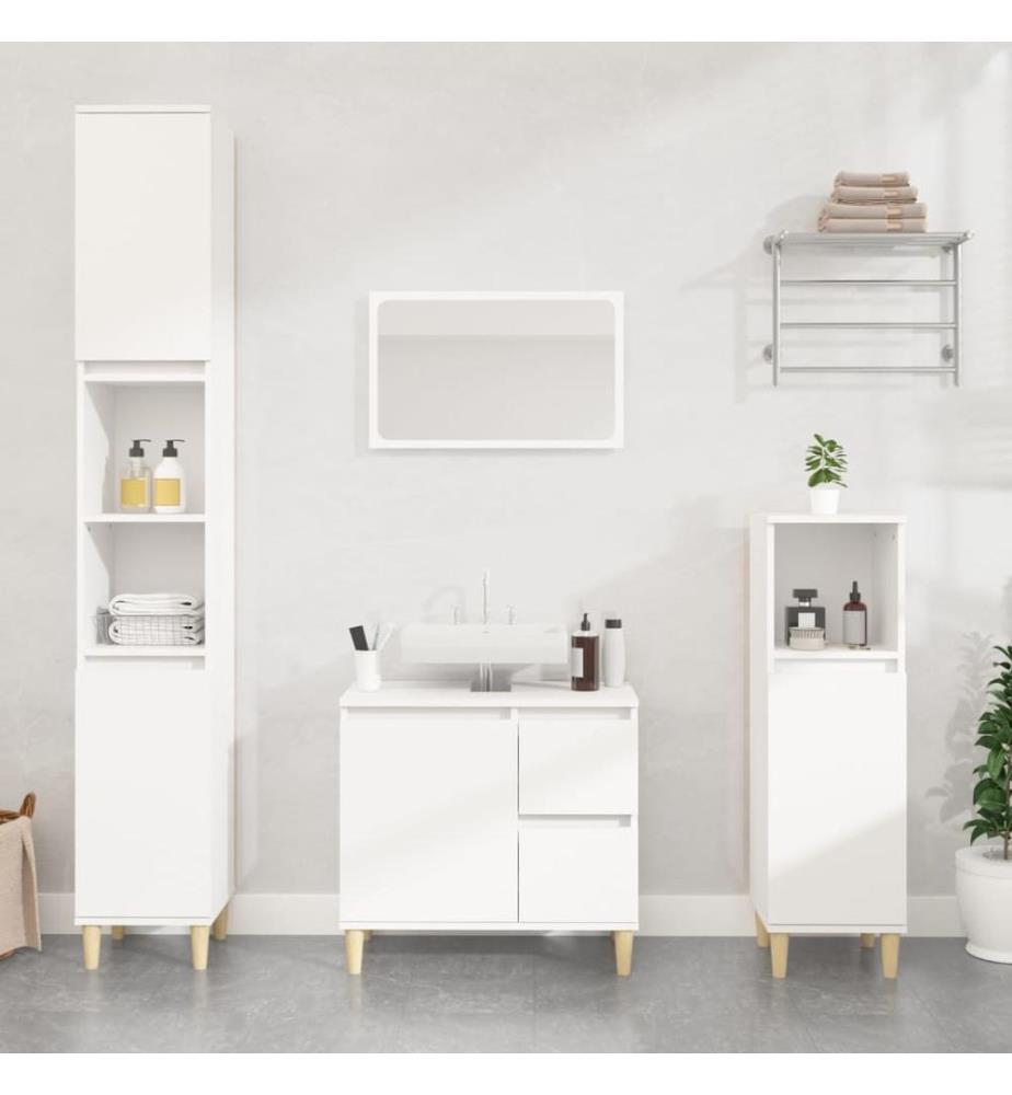 Badschrank Weiss 30x30x100 cm Holzwerkstoff
