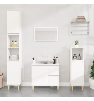 Badschrank Weiss 30x30x100 cm Holzwerkstoff