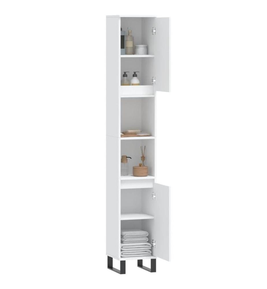Badschrank Weiss 30x30x190 cm Holzwerkstoff