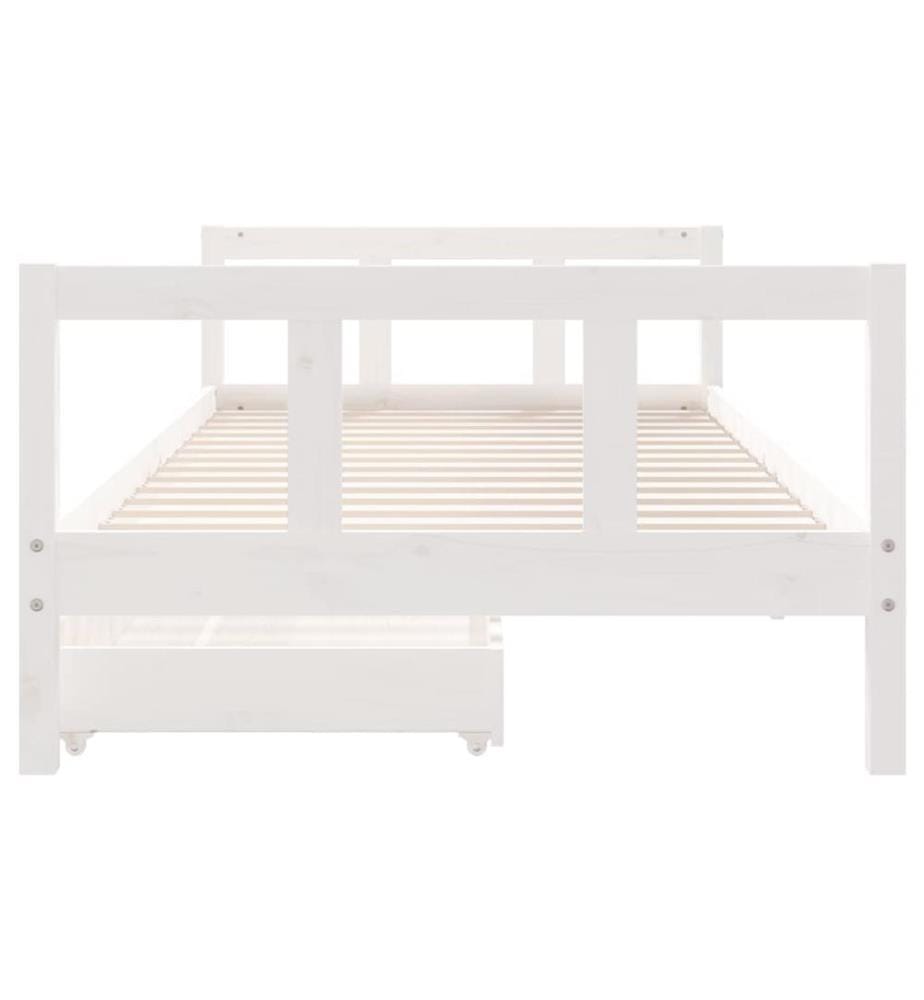Kinderbett mit Schubladen Weiss 90x200 cm Massivholz Kiefer