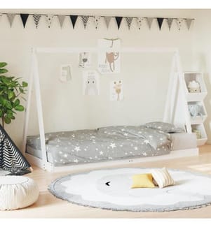 Kinderbett Weiss 90x200 cm Massivholz Kiefer