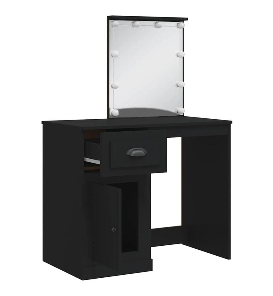 Schminktisch mit LED-Leuchten Schwarz 90x42x132,5 cm