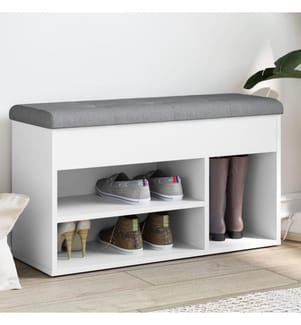 Banc à chaussures blanc 82x32x45,5 cm bois d'ingénierie