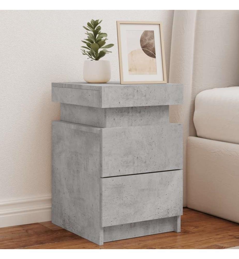 Nachttische mit LED-Leuchten 2 Stk. Betongrau 35x39x55 cm