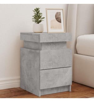 Tables de chevet avec lumières LED 2 pcs gris béton 35x39x55 cm
